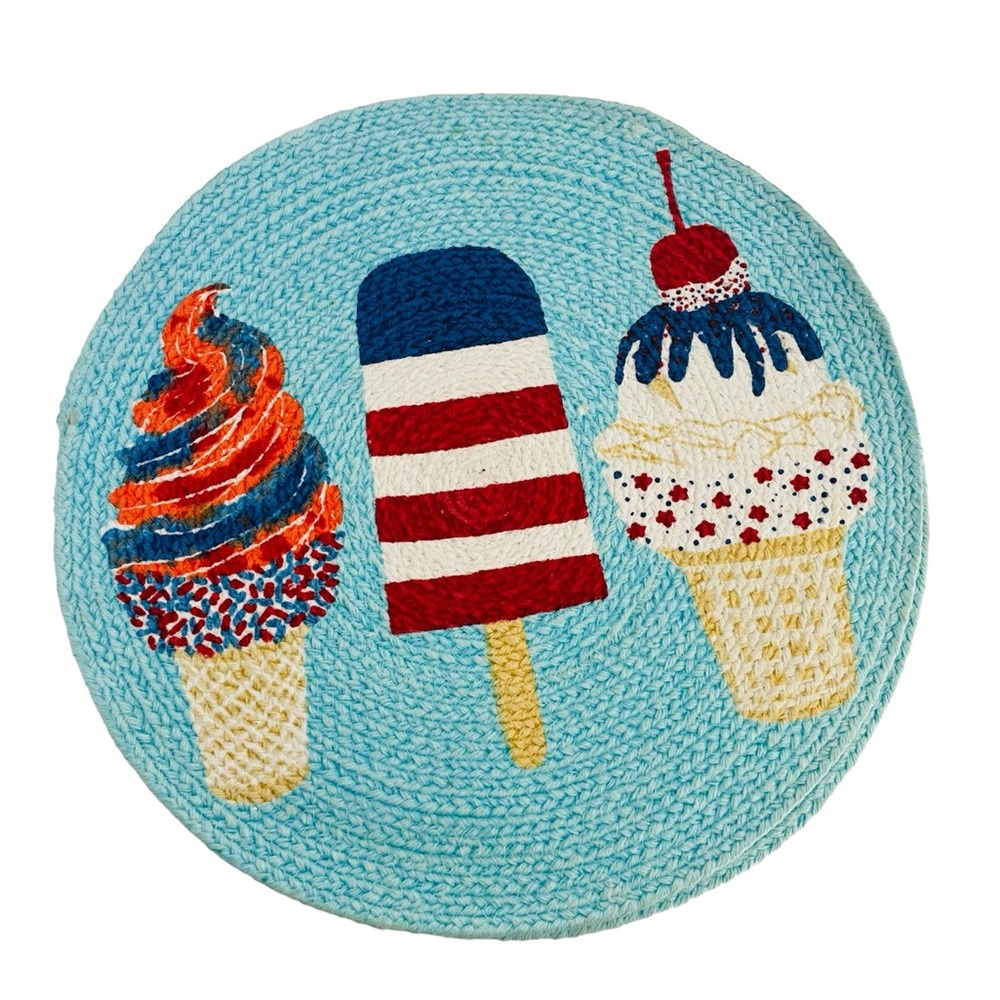 Christmas Tree Shops Americana Patriotic ice cream cone 15” placemats set of 3